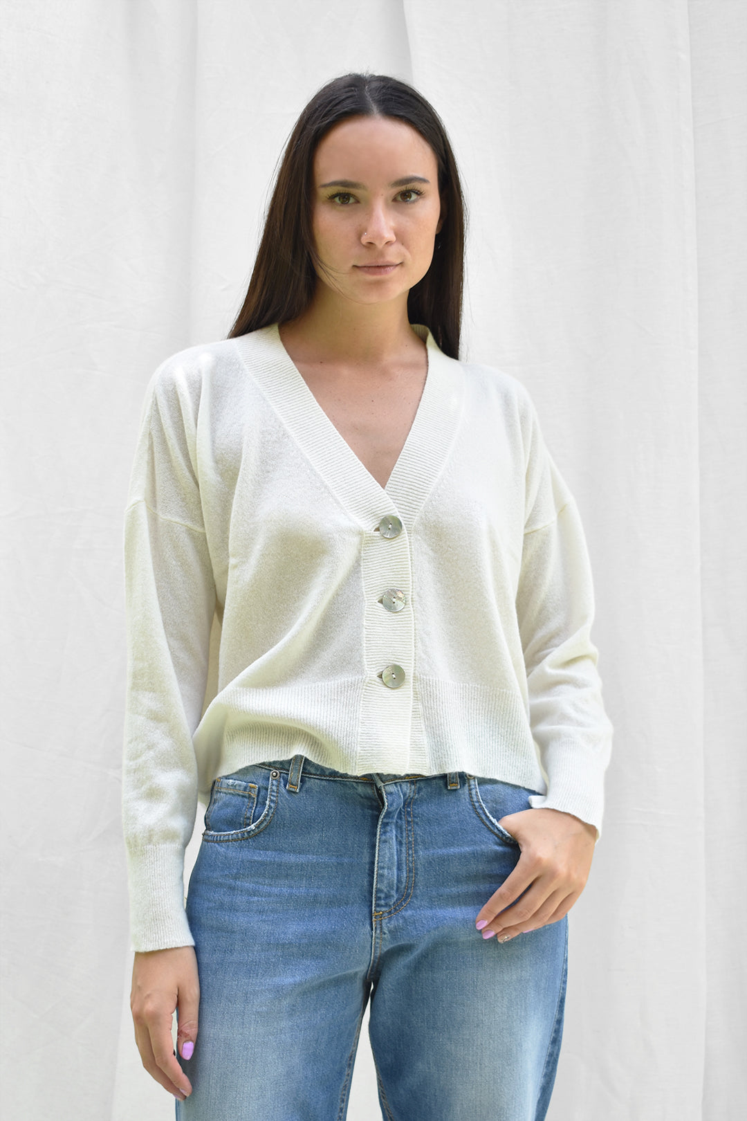 GENNY | Cardigan in Cashmere, Lana Merinos e Viscosa